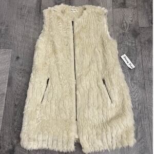 Indigo Thread Co Women's L Open Front‎ Sweater Cardigan Faux Fur